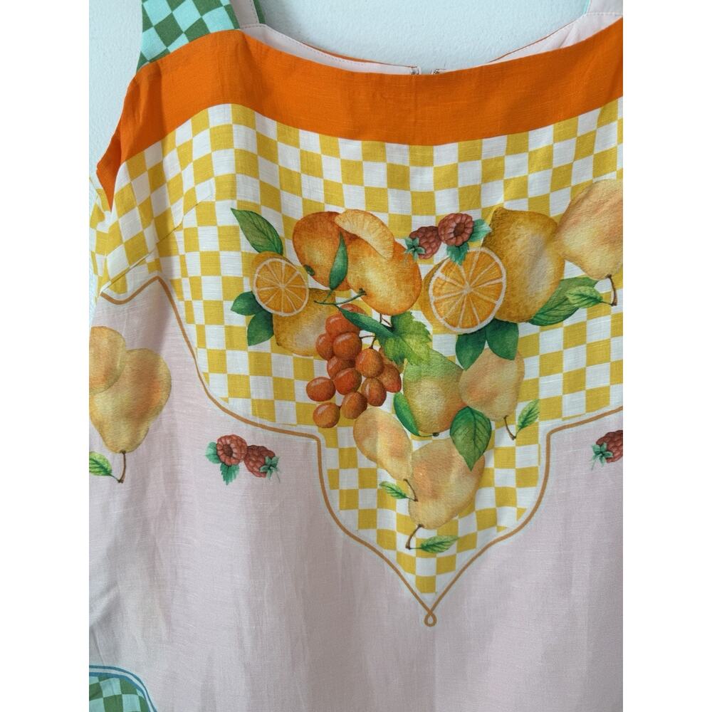 NWT Antonio Melani Eliana Fruit Printed Linen Square Neck Sleeveless Dress Large - Picture 6 of 10